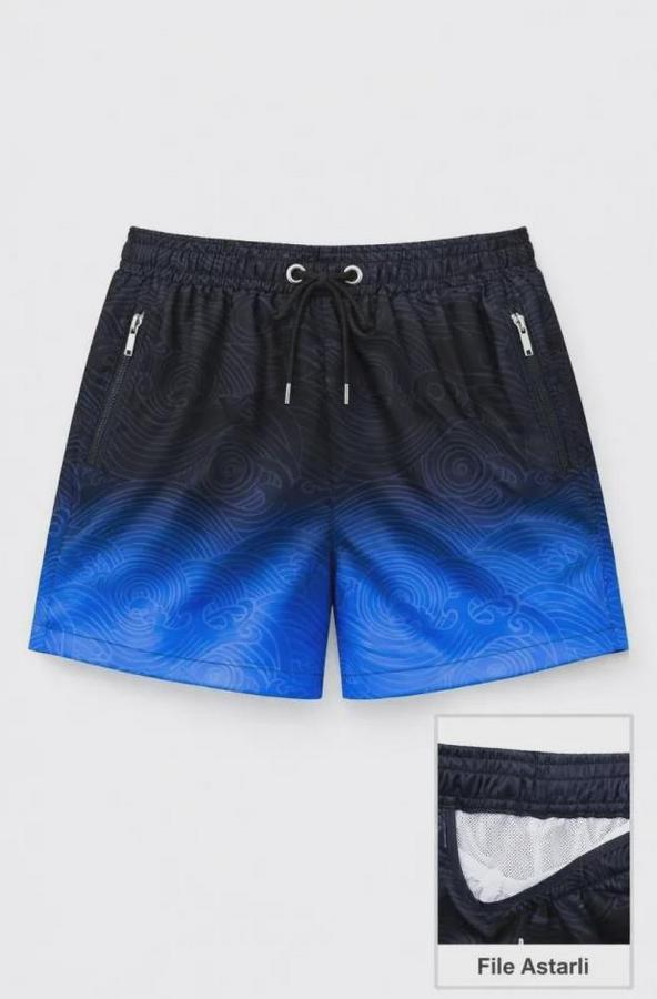 Deniz Şortu Fermuarlı Cepli File Astarlı Hızlı Kuruyan Premium