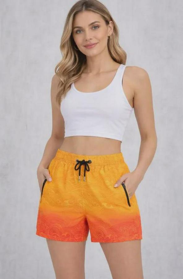 Deniz Şortu Fermuarlı Cepli File Astarlı Hızlı Kuruyan Premium