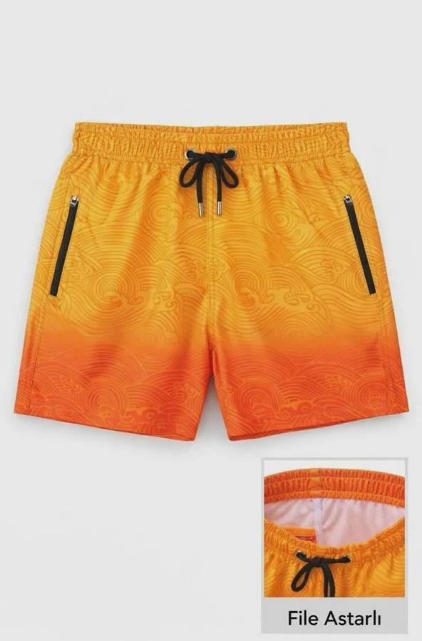 Deniz Şortu Fermuarlı Cepli File Astarlı Hızlı Kuruyan Premium