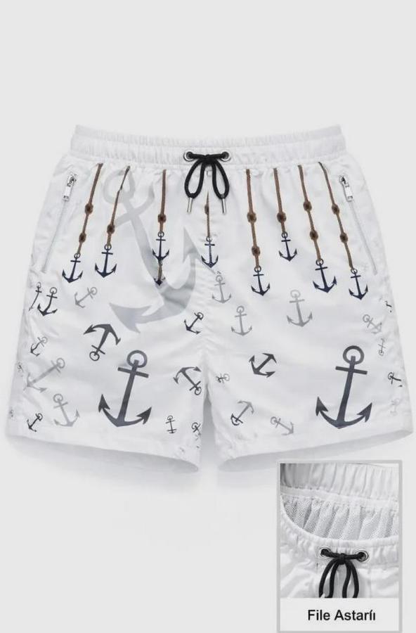 Deniz Şortu Fermuarlı Cepli File Astarlı Hızlı Kuruyan Premium