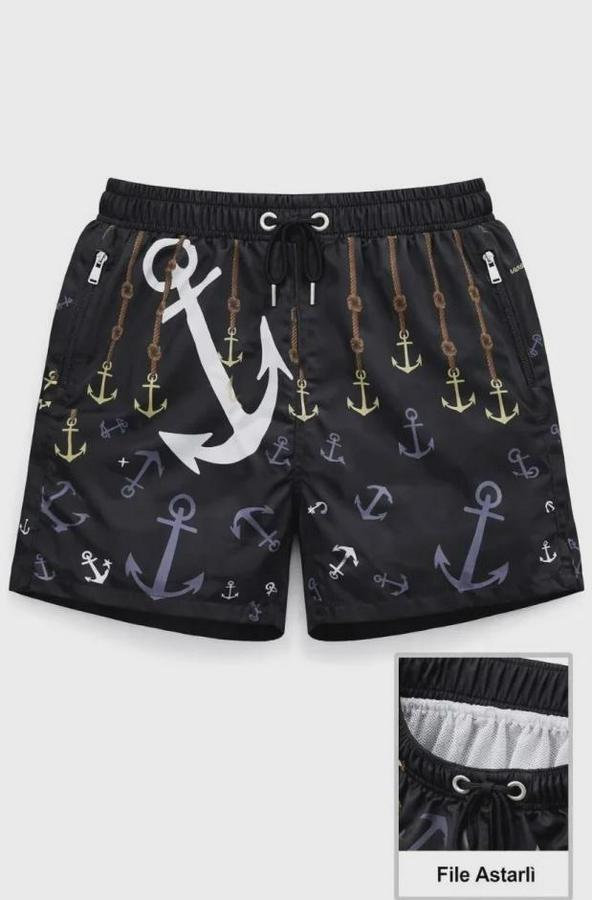 Deniz Şortu Fermuarlı Cepli File Astarlı Hızlı Kuruyan Premium