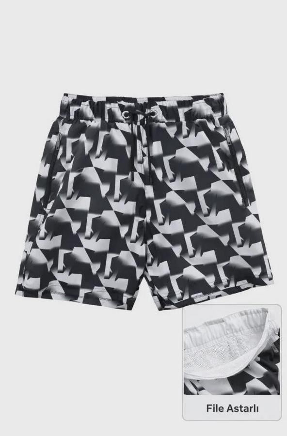 Deniz Şortu Fermuarlı Cepli File Astarlı Hızlı Kuruyan Premium