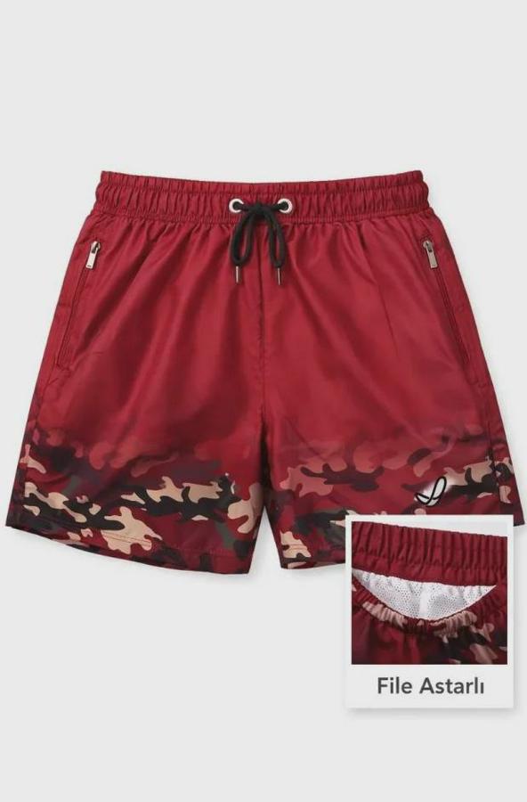 Deniz Şortu Fermuarlı Cepli File Astarlı Hızlı Kuruyan Premium