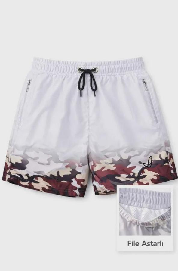 Deniz Şortu Fermuarlı Cepli File Astarlı Hızlı Kuruyan Premium