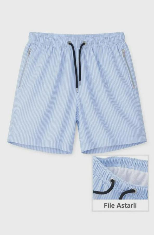 Deniz Şortu Fermuarlı Cepli File Astarlı Hızlı Kuruyan Premium