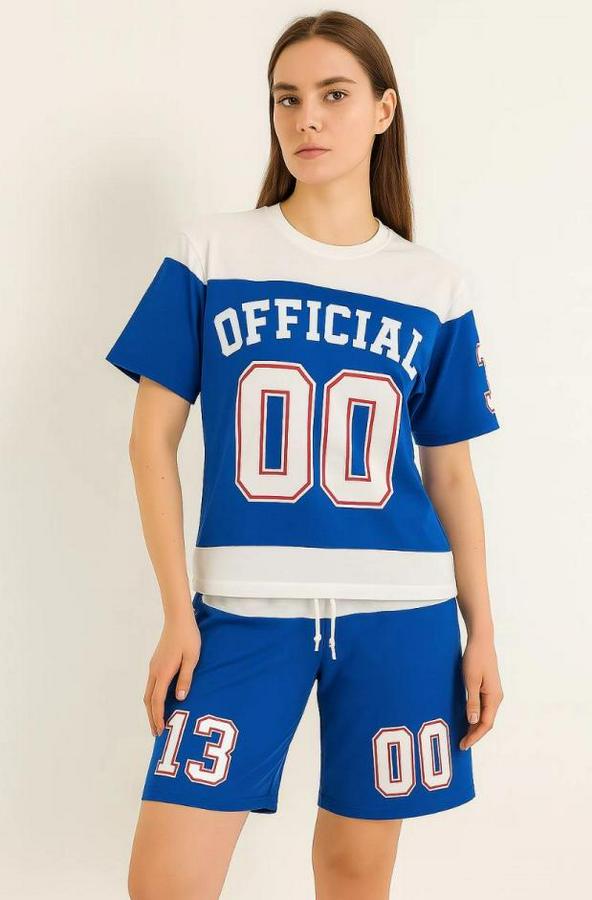 Dijital 00 Baskılı Şortlu Takım