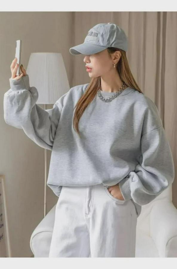 Düz Bisiklet Yaka Sweat