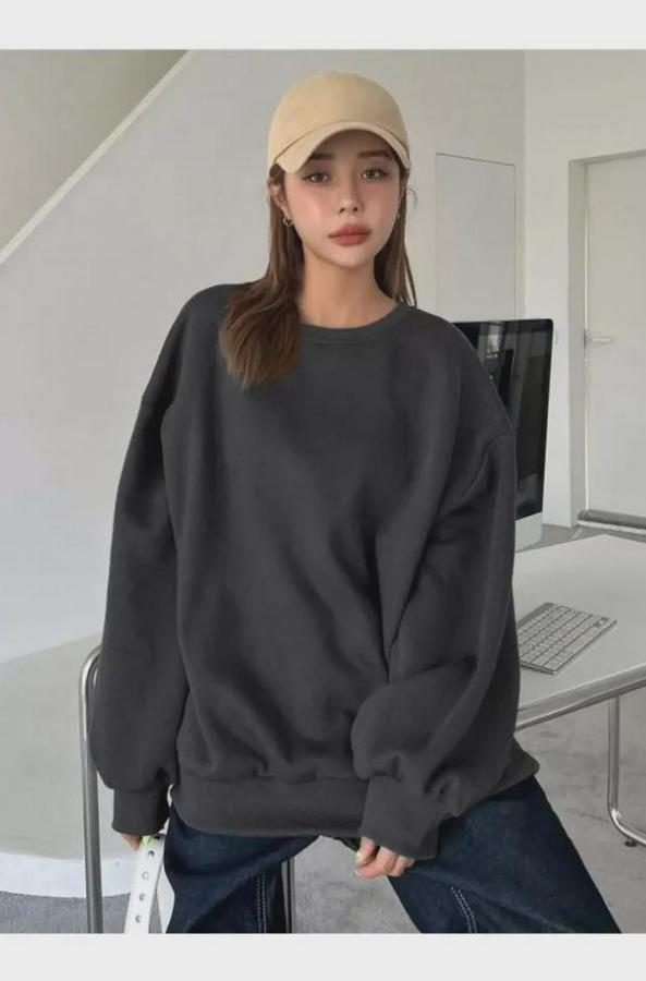 Düz Bisiklet Yaka Sweat