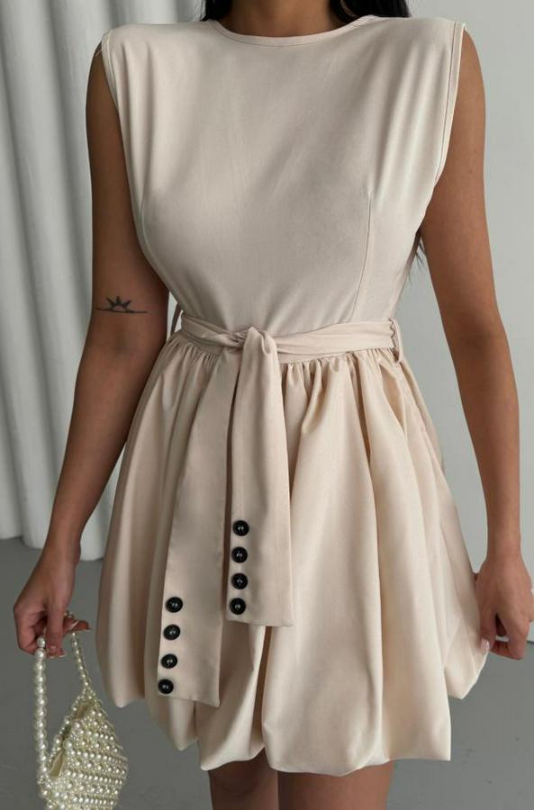 Balon Etekli Tasarim Kisa Elbise