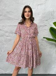 Baskılı Keten Elbise