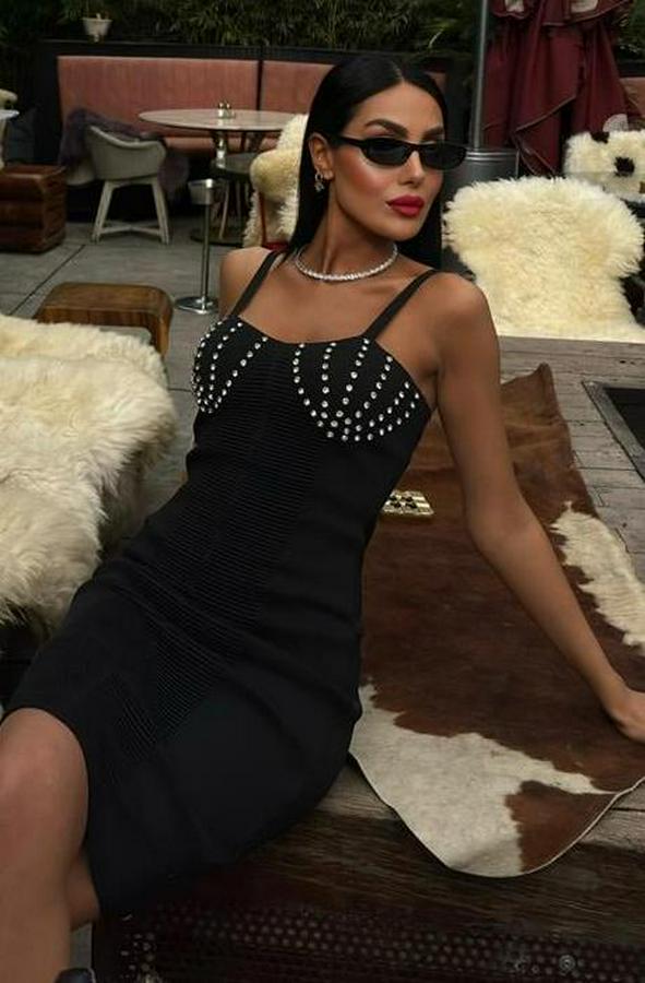 Belina Taş Detaylıı Mini Elbise 2804