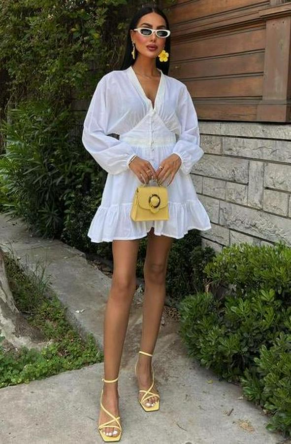 Brode Şeritli Eteği Fırfırlı Elbise 2897