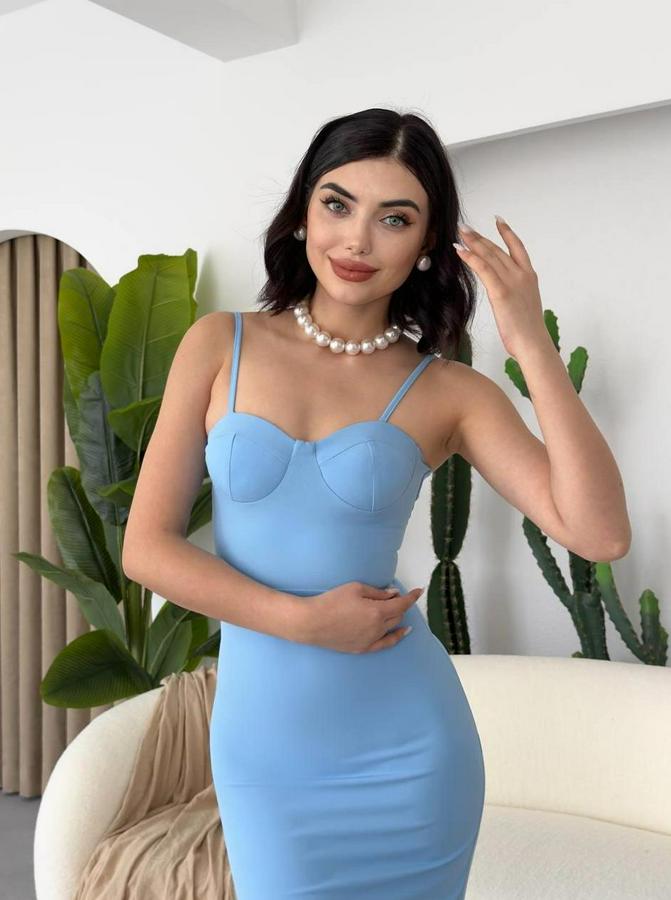 Dominic Eteği Büzgülü Midi Boy Elbise