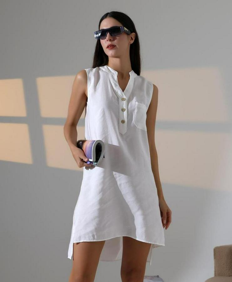 Düğme Detaylı Mini Elbise