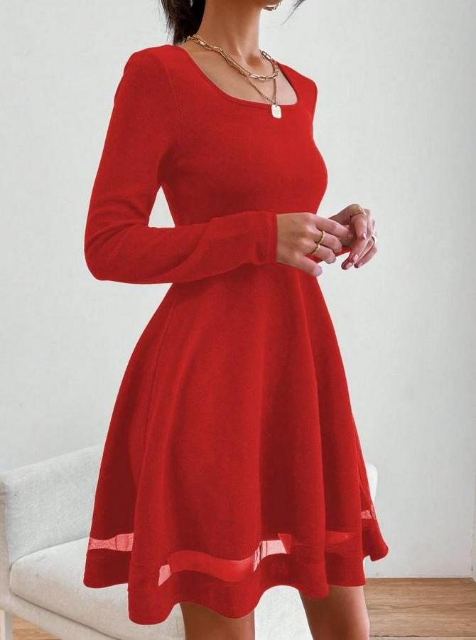 Etek Tül Detay Krep Elbise 