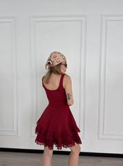 Fırfırlı Askılı Mini Elbise