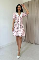 Fuşya Önlük Yakalı Poplin Elbise