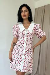 Fuşya Önlük Yakalı Poplin Elbise