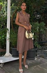 Göbeği Halka Detaylı Midi Boy Elbise 2896