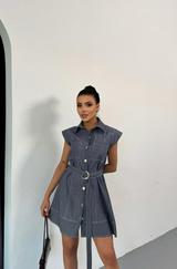 Gömlek Elbise Kolsuz Tencel Kumaş