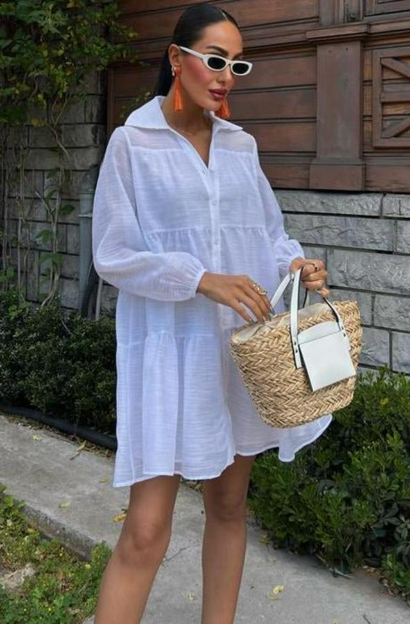 Gömlek Yaka Pileli Elbise 2898