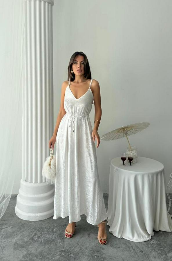 Jakar Saten Degaje Askili Elbise Ip Kemerli