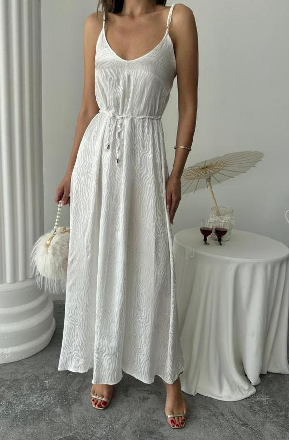 Jakar Saten Degaje Askili Elbise Ip Kemerli