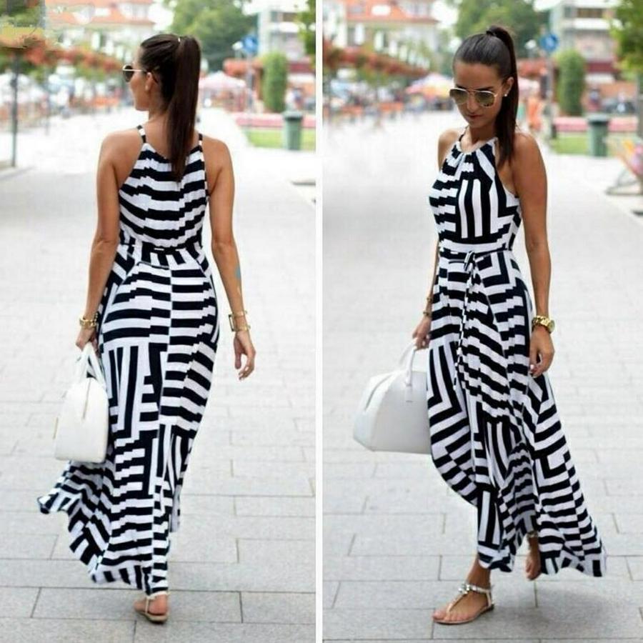 Askılı Belden Bağlamalı Geometrik Desen Krep Elbise