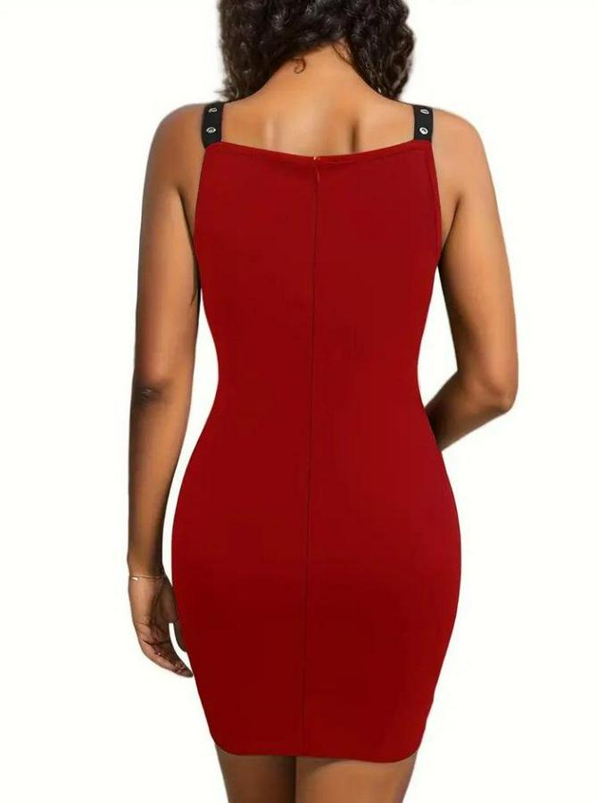 Askılı Derin V Yakalı Kuş Gözü Detaylı Janjan Krep Elbise