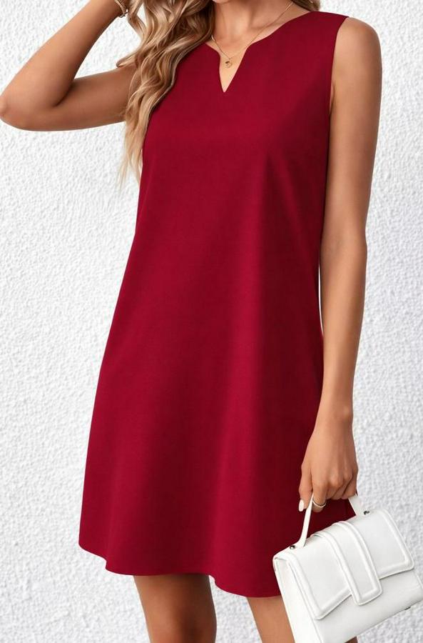 Askılı V Yakalı Mini Ithal Krep Elbise