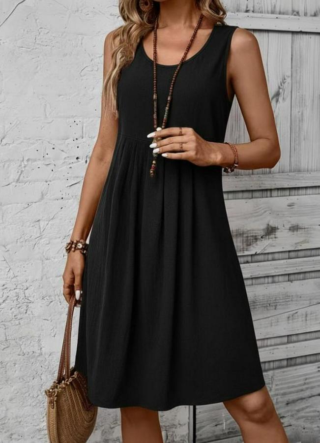 Askılı Yuvarlak Yakalı Önden Pileli Kısa Aerobin Elbise