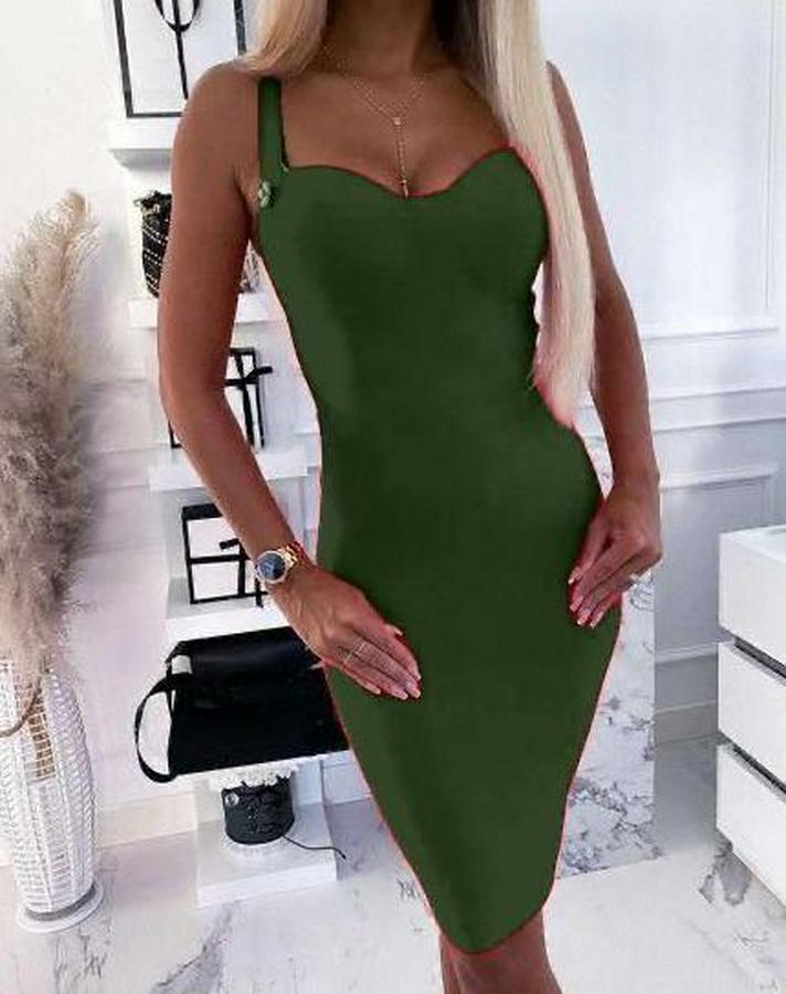 Dalgıç Kumaş Düğmeli Fermuarlı Askılı Elbise