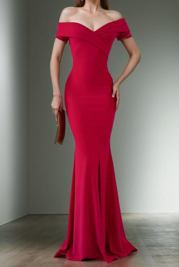 Dalgıç Kumaş Kayık Yaka Ve Dekolte Detaylı Elbise