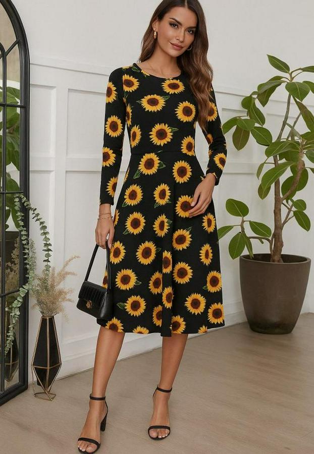 Fakir Kol Bisiklet Yaka Midi Mikro Elbise