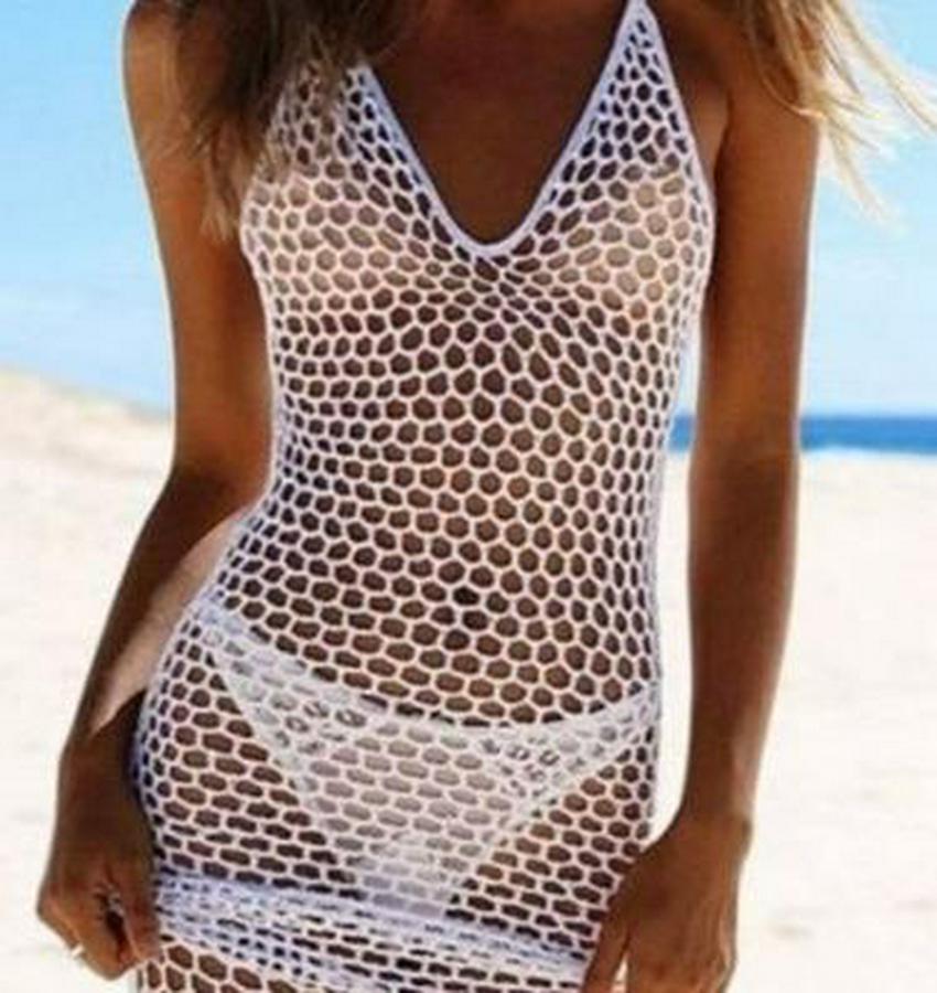 File Desen Tam Boy Askılı Triko Pareo