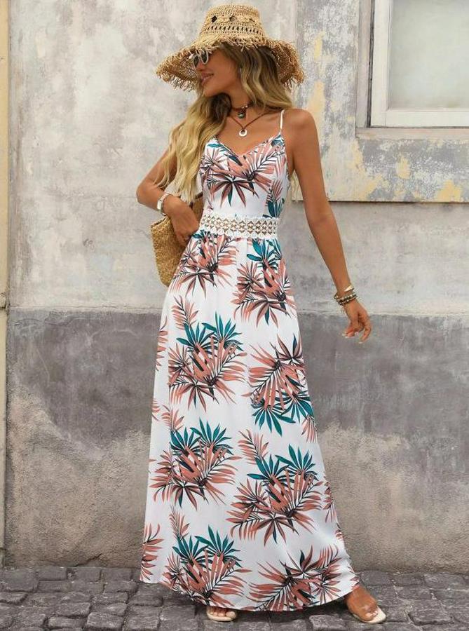 Ip Askılı V Yakalı Beli Dantelli Uzun Süprem Elbise