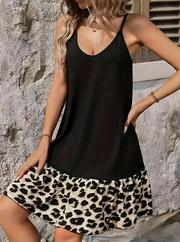 Ip Detaylı Kısa Elbise Askılı Yuvarlak Yakalı Viskon Etek Süprem Elbise