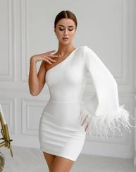 Kayık Yaka Kolu Salaş Püskül Detay Kalem Mini Elbise