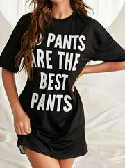 Kısa Kollu Yazı Baskılı Basic Mini Elbise