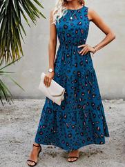 Kolsuz Bisiklet Yaka Beli Lastikli Desenli Süprem Elbise