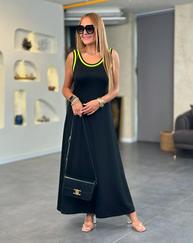 Kristal Kumaş Askılı Maxi Boy Biyeli Elbise