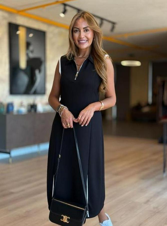 Modal Kumaş Fermuarlı Kolsuz Midi Boy Elbise