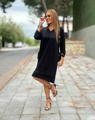Modal Kumaş Kol Ve Etek Ucu Payetl Elbise