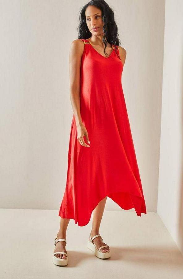 Omuz Askılı Toka Detay Maxi Boy Elbise