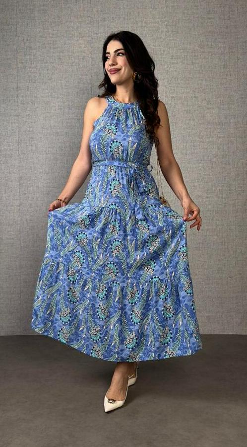 Omuzlardan Açık Boyundan Geçmeli Desenli Süprem Bluz