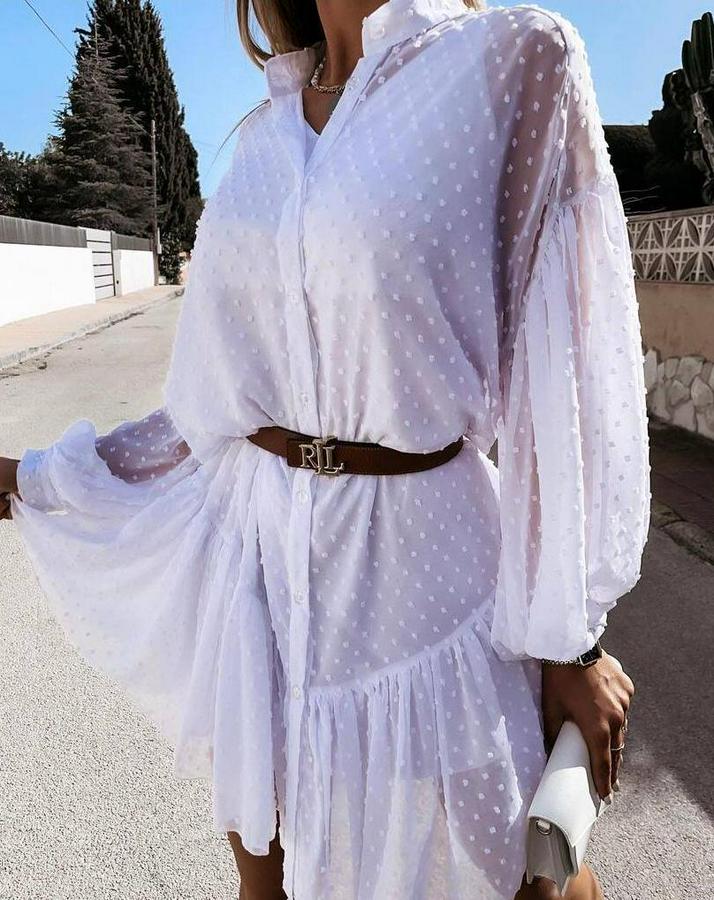 Puantiyeli Içi Astarlı Tül Elbise