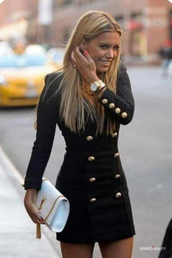 Scuba Dalgıç Kumaş Dugme Detaylı Mini Elbise