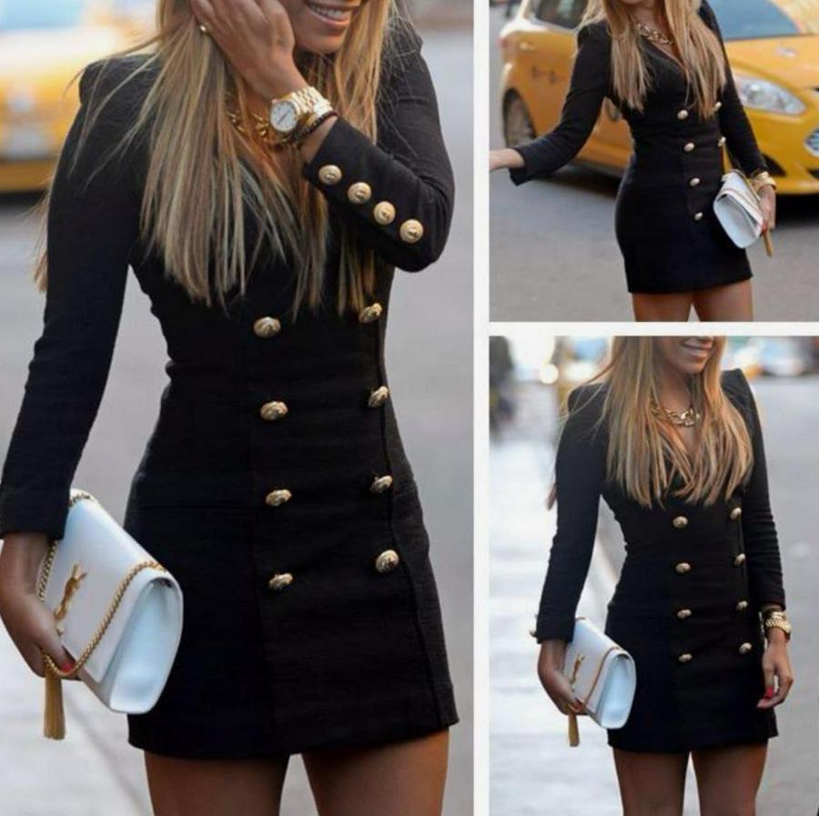 Scuba Dalgıç Kumaş Dugme Detaylı Mini Elbise