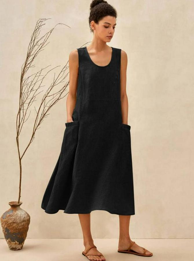 Sıfır Kol Cep Detay Salaş Aerobin Elbise