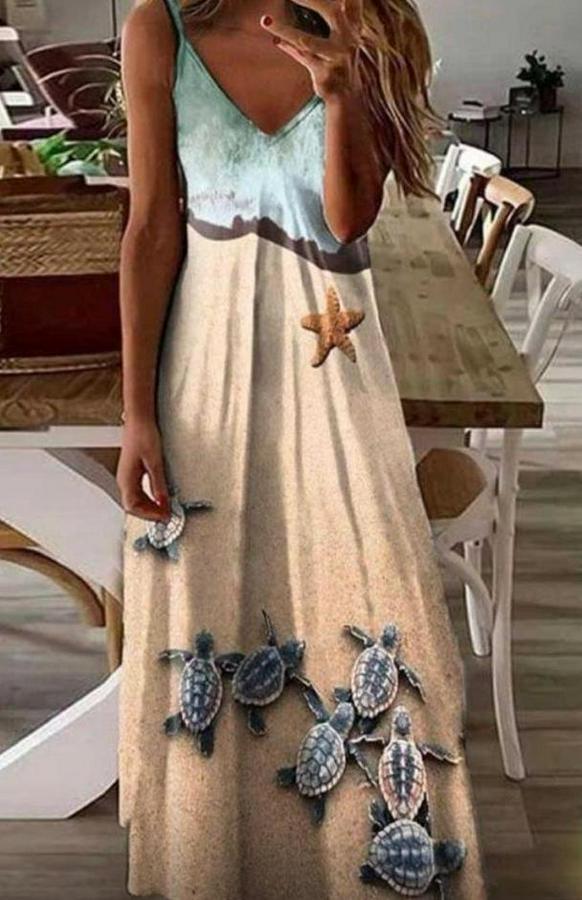 Süprem Kumaş Dijital Baskılı Askılı Elbise